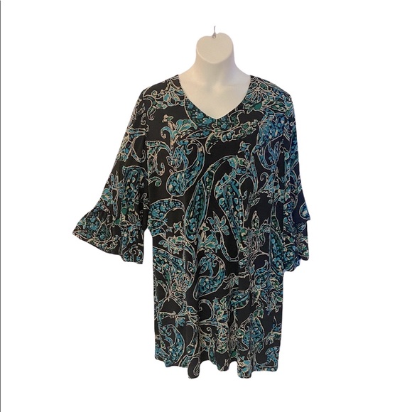 London Times Dresses & Skirts - London Times Paisley Shift Bell Sleeve Office Casual Church Stretch Tunic Dress